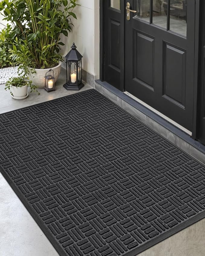 DEXI Front Door Mat Outside Entrance, 4x6 ft Large Rubber Entry Doormat Heavy by DEXI