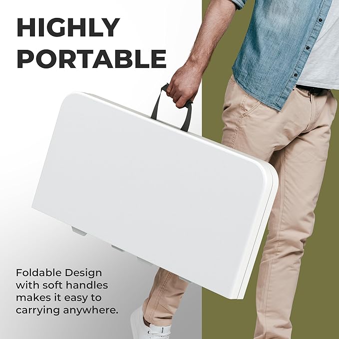 34" Square Foldable Table with Built in Handle & Steel Legs | Heavy Duty - Image 6