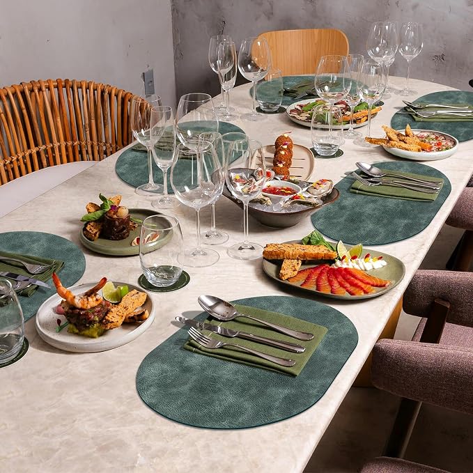 ADRIMER Placemats, Heat Resistant Oval Placemats Set of 6 Washable 12 x 17 Inch - Image 5