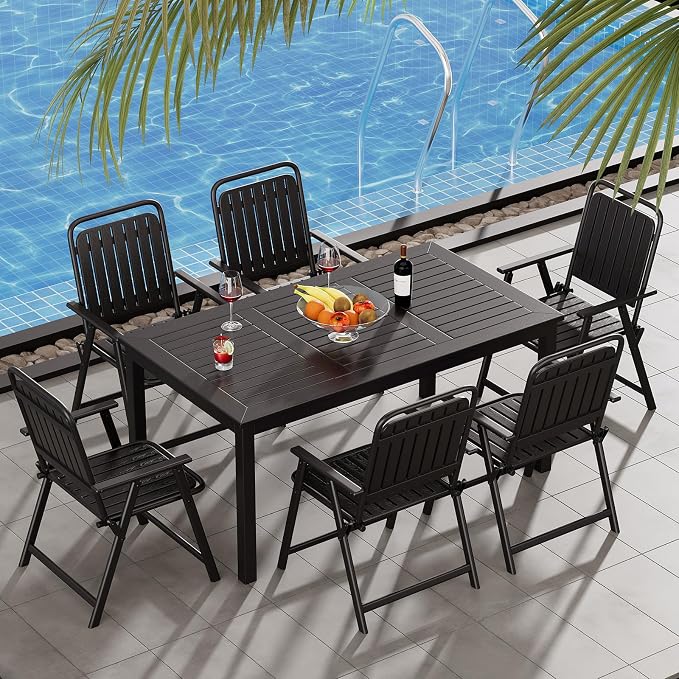 ZZV Outdoor Dining Table for 6-Person Rectangle Indoor Outdoor Table - Image 4