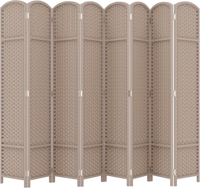 Room Divider 8 Panel Screen 5.6 Ft Tall Partition Room Dividers Beige Privacy by FDW