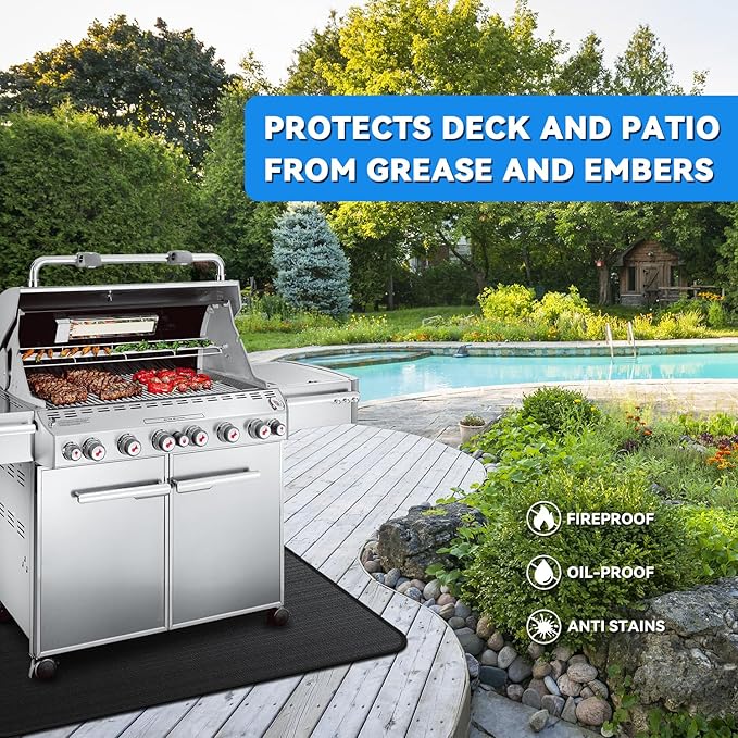 Grill Pads Floor Mat, 75 x 40 Inch Fireproof Fiberglass Under Grill Protector