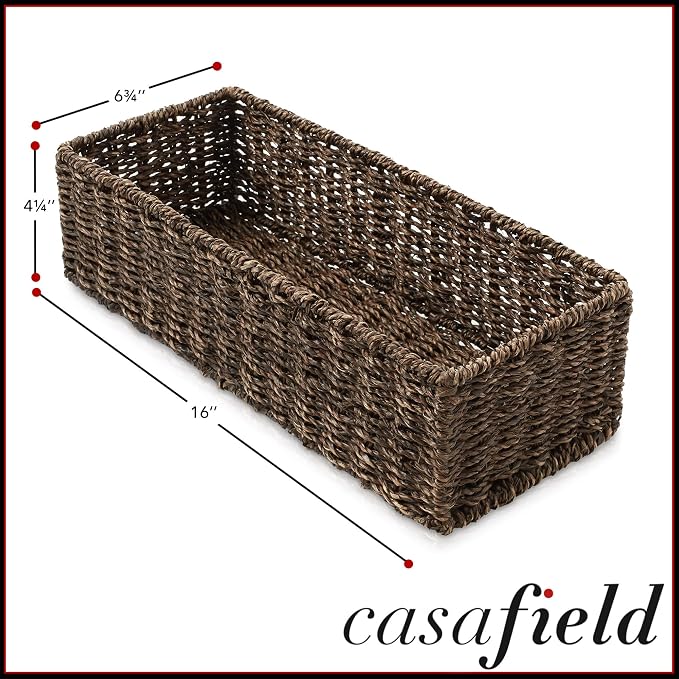 Casafield Set of 2 Bathroom Storage Baskets, Espresso - Image 7