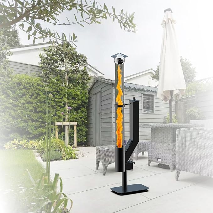 Smokeless Wood Pellet Patio Heater, Spiral Swirling Flame Glass Tube Fire Pit - Image 8