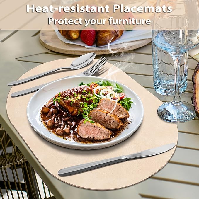 ADRIMER Placemats, Heat Resistant Oval Placemats Set of 12 Washable 12 x 17 Inch - Image 2