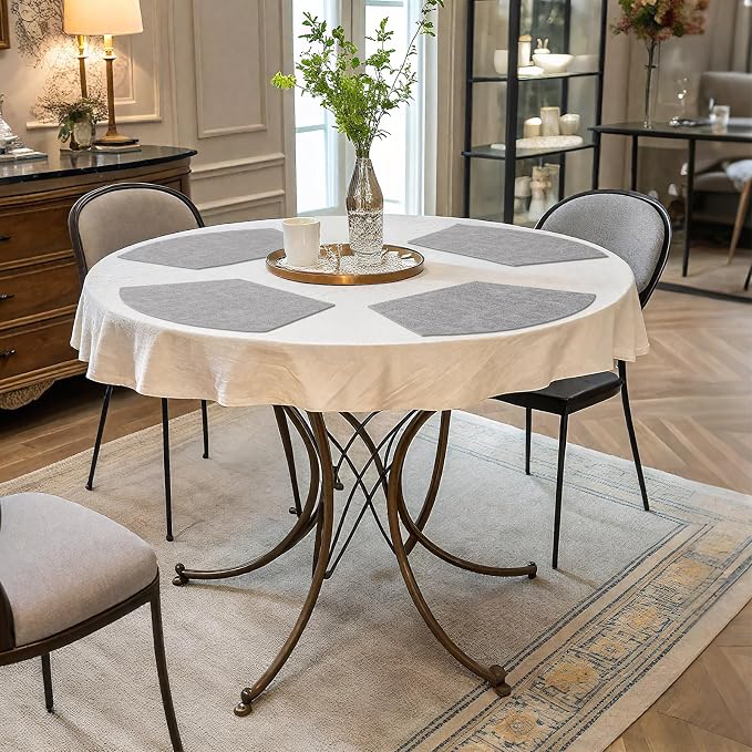 Homaxy Round Table Placemats Set of 6, Washable Wedge Shaped Faux Leather Table - Image 6