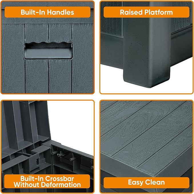 ZYJOYY 51 Gallon Resin Deck Box, Outdoor Storage Box Waterproof - Image 3