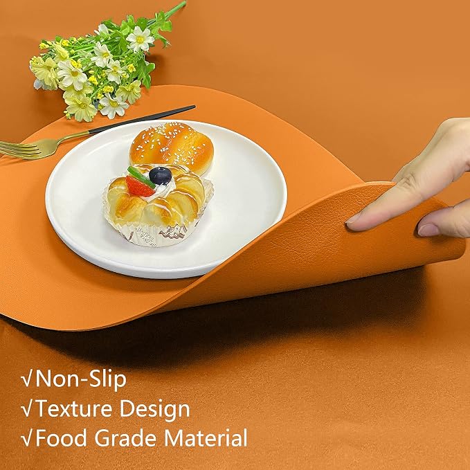 Herda Faux Leather Fall Placemats Set of 6 Wipeable Washable Place Mats - Image 4