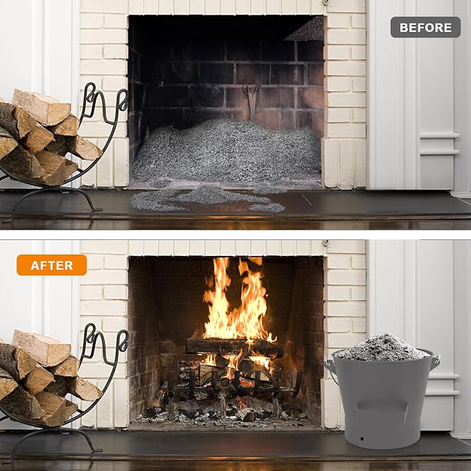 BRIAN & DANY Ash Bucket with Lid, 2.6 Gallon Fireplace Ash Bucket with Shovel - Image 6