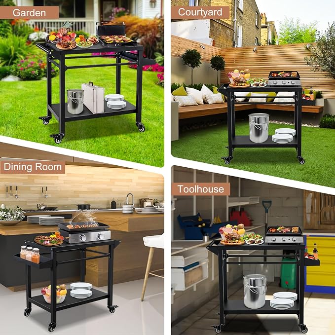 Outdoor Grill Cart Stand Table Pizza Oven - Image 7