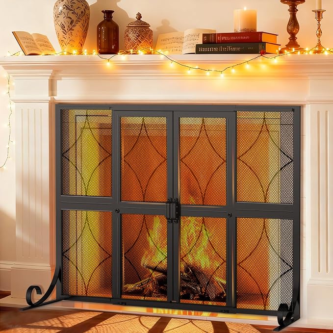 Fireplace Screen with Sliding Doors, Baby and Pet Proof by Unknown