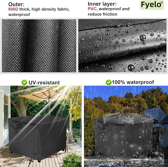 Square 36 Inch Gas Fire Pit Cover 36"L x 36"W x 24"H Waterproof Heavy duty - Image 4