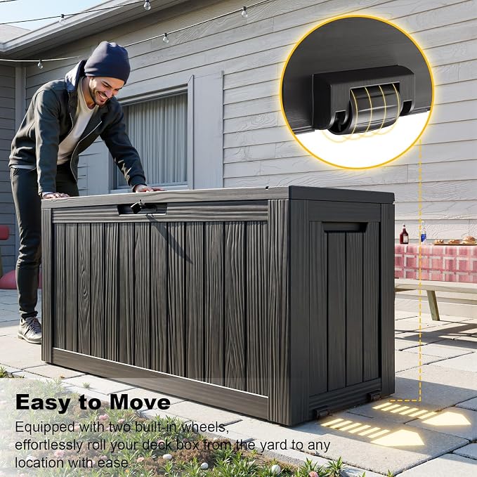 75 Gallon Large Deck Box, Resin Outdoor Storage Box - Image 6