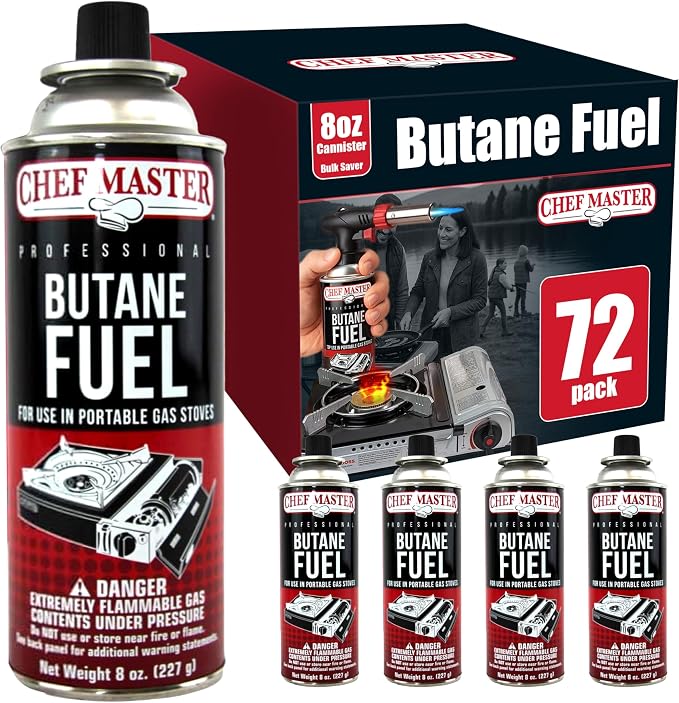 Chef Master 72x 8oz Butane Fuel Canister by ChefMasterProfessional