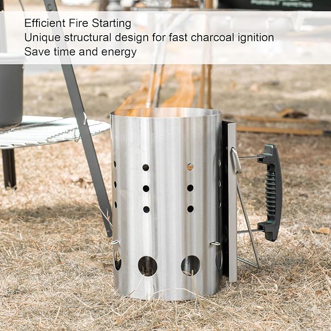 Agatige Charcoal Grill Chimney Starter, Stainless Steel Portable Charcoal - Image 4