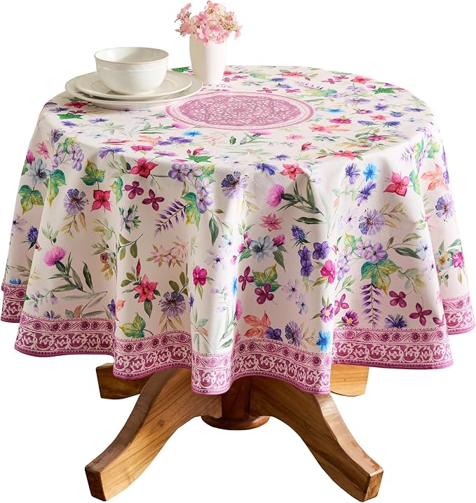 Maison d' Hermine Table Cloth Round Table 100% Cotton 63 Inches Tablecloth by MaisondHermine