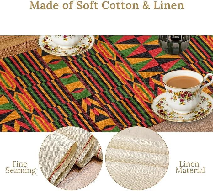 African Table Runner, Kwanzaa Black History Month Kente National Table Runner - Image 4