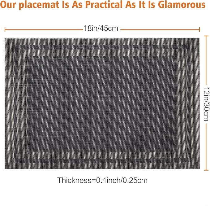 Placemats Set of 8, Vinyl Woven Non Slip Table Mats - Image 2