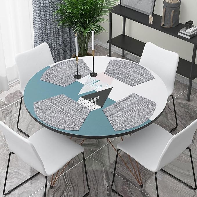 SHACOS Wedge Placemats Set of 4 Small Round Table Placemats Woven Vinyl Place - Image 5