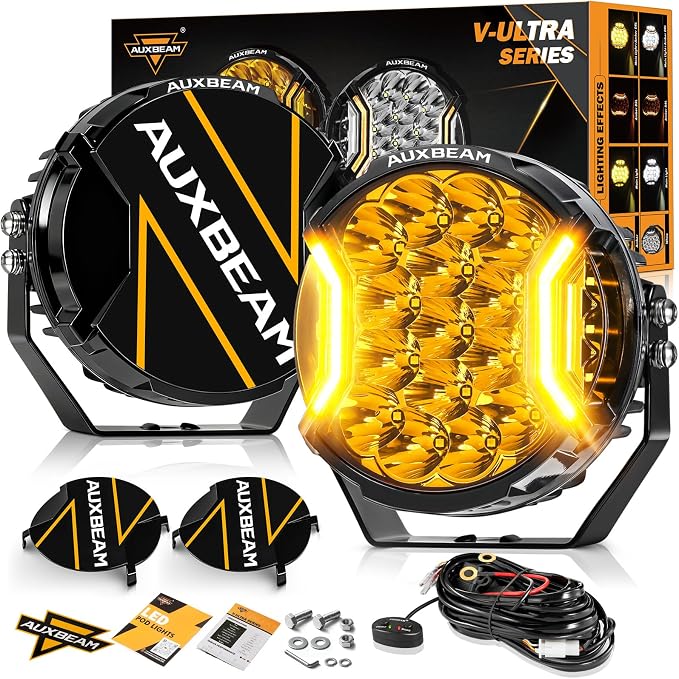 Auxbeam 7 Inch LED Side Shooter Light, V-Ultra Series Round Driving Offroad by Auxbeam
