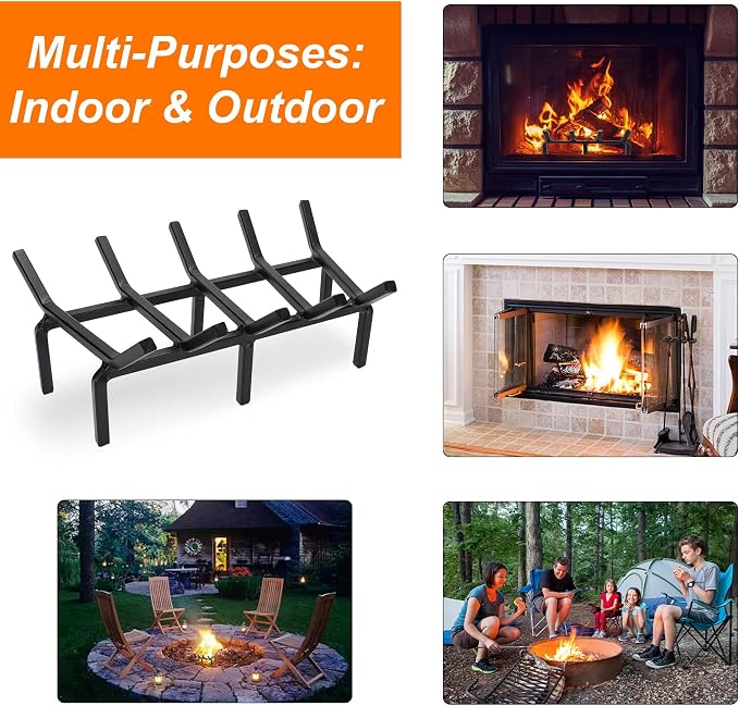 17 Inch Fireplace Grate Heavy Duty Solid Steel Fire Grate - Image 5