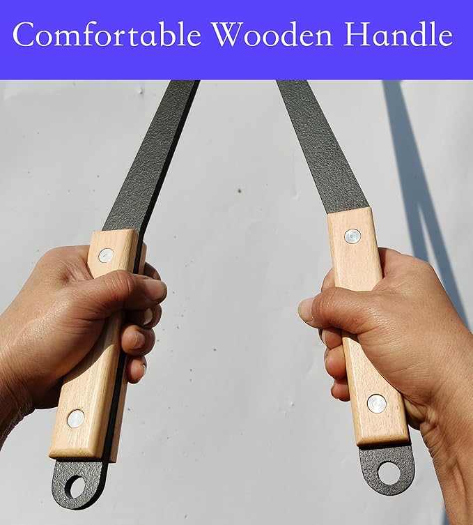 Fire Tongs, 40-Inch Black Steel Log Grabber with Serrated Claw