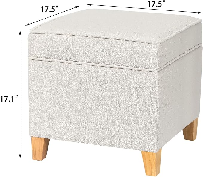Adeco 17.5" Square Fabric Ottoman - Image 2