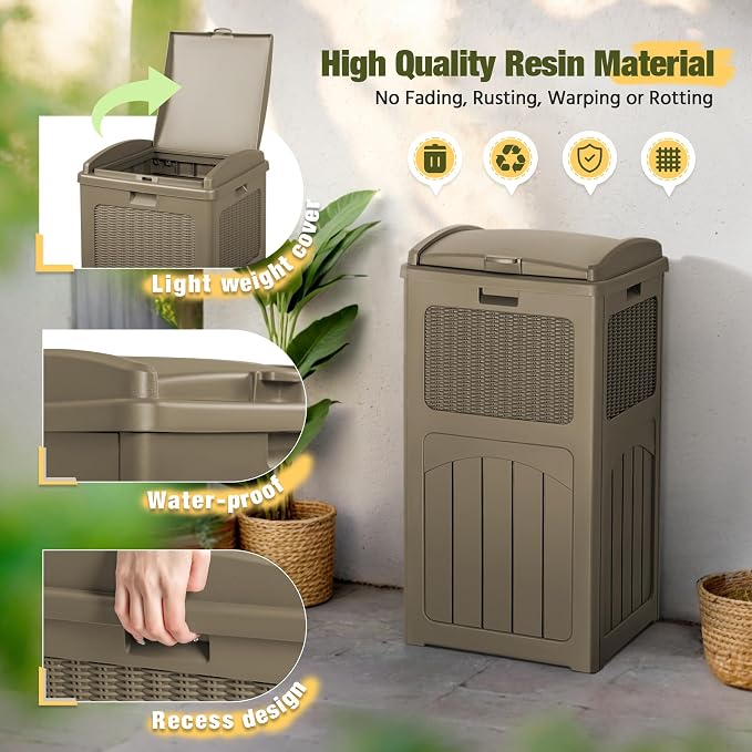 Devoko 33 Gallon Outdoor Trash Can, Hideaway Garbage Bins - Image 2
