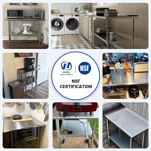 Hally Stainless Steel Table for Prep & Work 30 x 30 Inches, NSF Commercial - Image 8