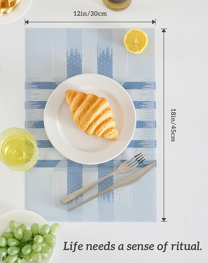 Leetaltree Geometric Print Blue Placemats Set of 4 - Image 7