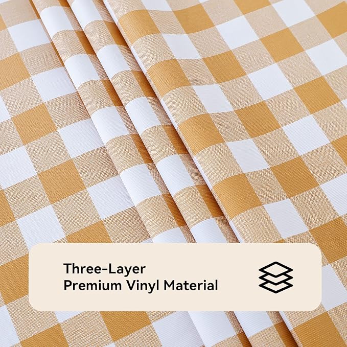 Romanstile Rectangle Vinyl Tablecloth, 100% Waterproof Buffalo Gingham Plastic - Image 6