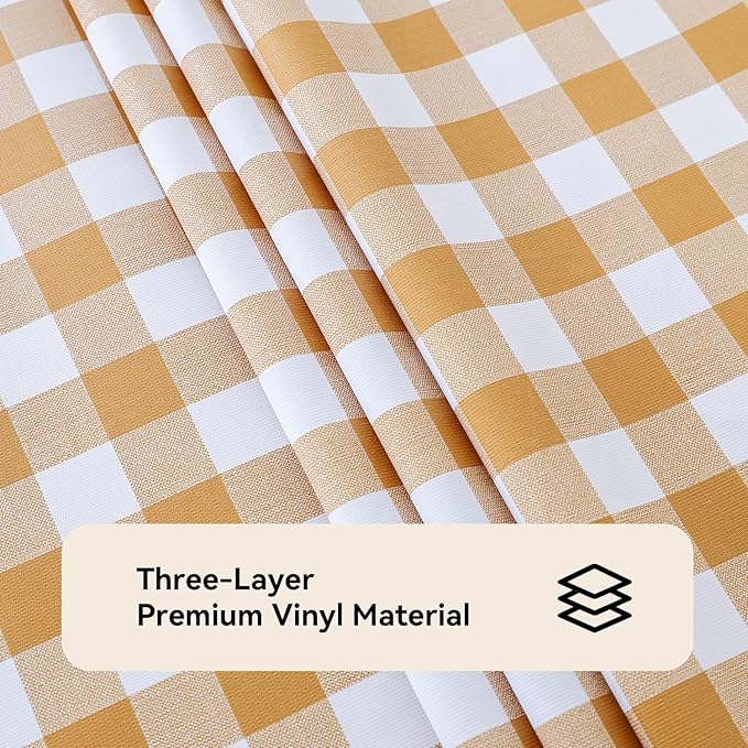 Romanstile Rectangle Vinyl Tablecloth, 100% Waterproof Buffalo Gingham Plastic - Image 6