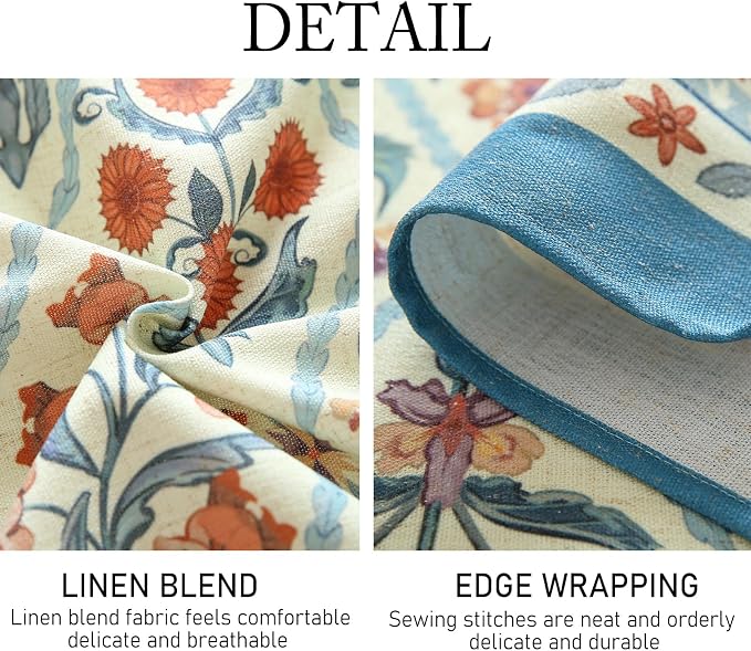 ISAENNE Designer Linen Elegant Tablecloth Rectangular, Colorful Floral Bohemian - Image 6