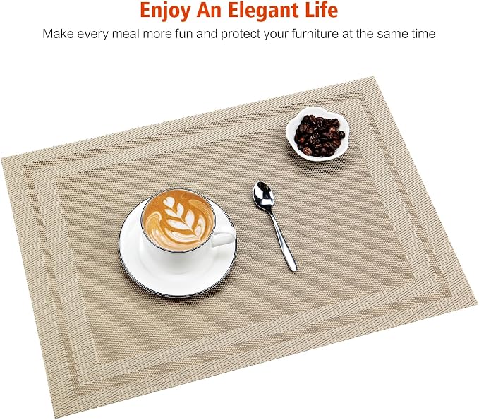 Placemats Set of 12, Heat and Stain Resistant Indoor/Outdoor Place mats - Image 7