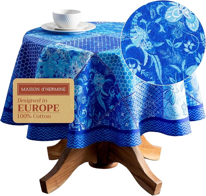 Maison d' Hermine Table Cloth Round Table 100% Cotton 63 Inches Tablecloth by MaisondHermine