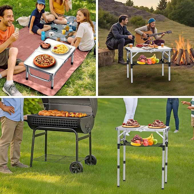 Anbte Folding Camping Table, Aluminum 24" x 16" Adjustable Height Small Folding - Image 8