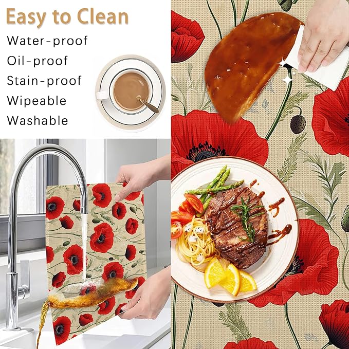 Poppy Flowers Placemats Set of 6 - Image 5