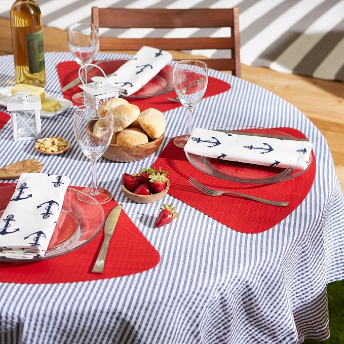DII PVC Tabletop Collection Woven Indoor/Outdoor, Wedge Placemat Set, Tango Red - Image 4