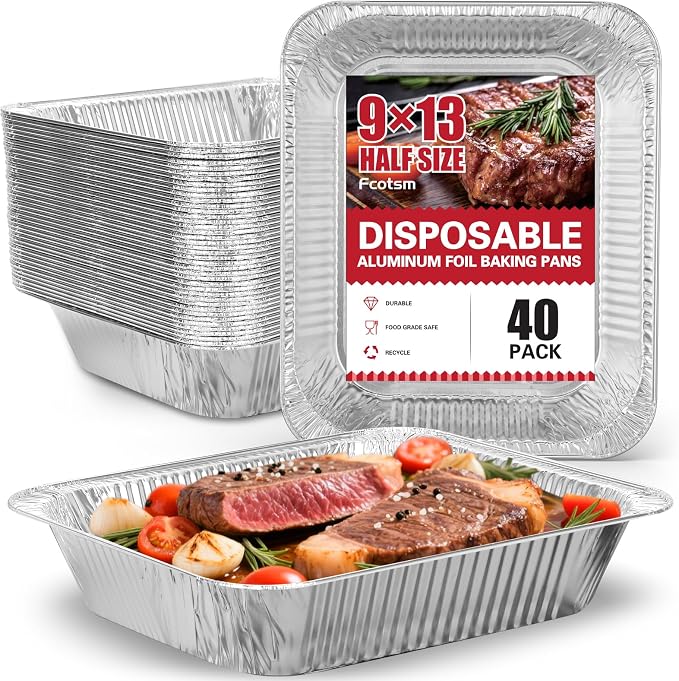 Aluminum Pans Half Size, Heavy Duty Disposable Foil Pans by Fcotsm