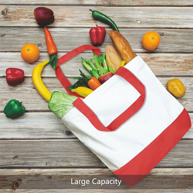 TOPDesign 1-Pack Super Strong Large 12oz Cotton Canvas Tote Bag, Reusable - Image 4