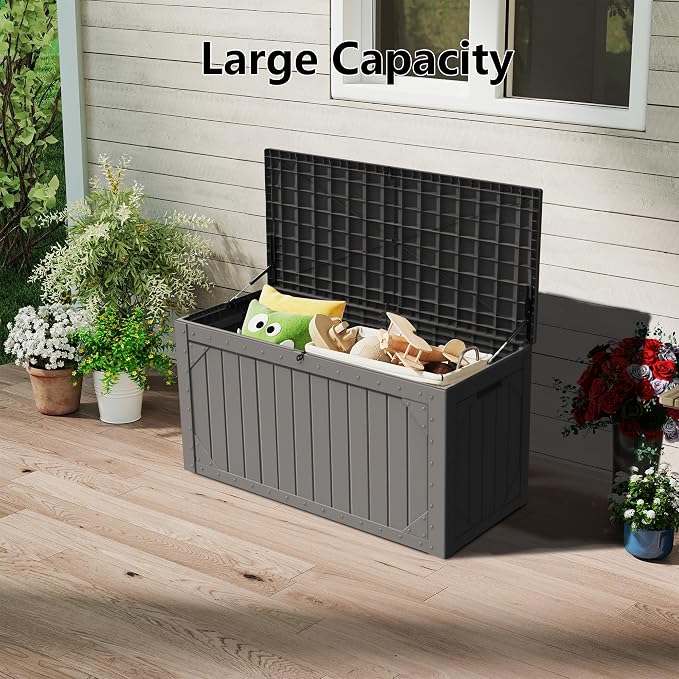 100 Gallon Outdoor Storage Box Waterproof, Lockable Resin Deck Box Patio - Image 7