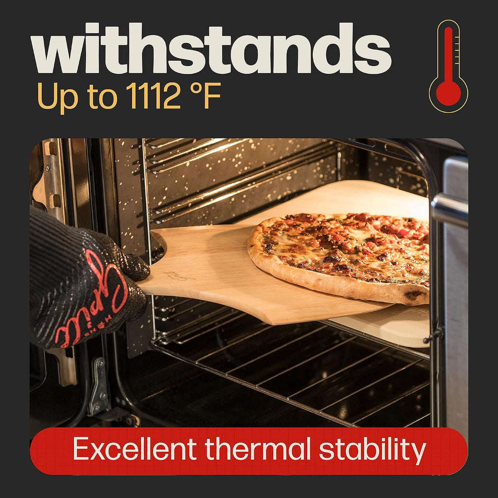 Rectangular Pizza Stone with Peel, 15 x 12 Inch Cordierite Stone – alternate view