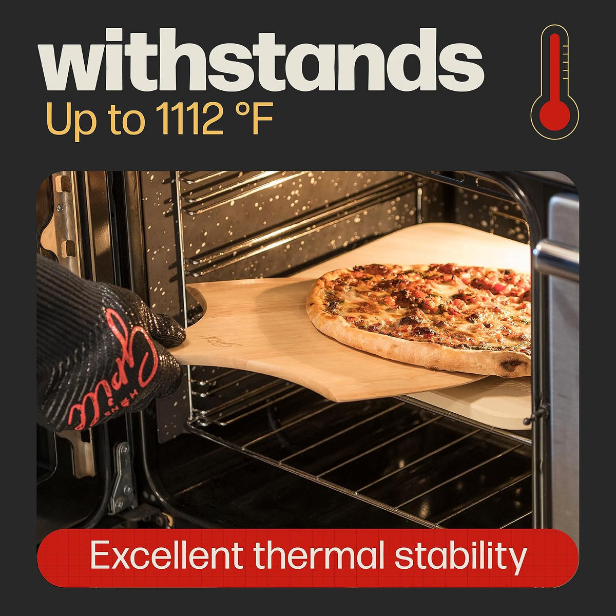 Rectangular Pizza Stone with Peel, 15 x 12 Inch Cordierite Stone – alternate view