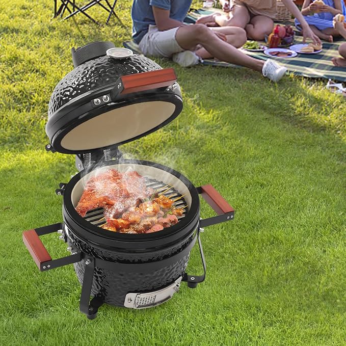 13 Inch Ceramic Charcoal Grill, Portable BBQ Smoker - Image 5