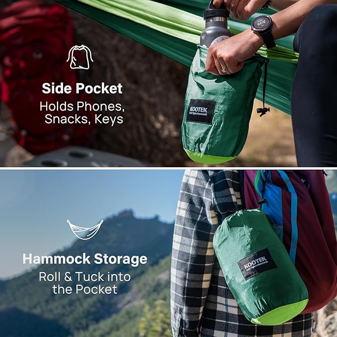 Hammock, Double Nylon Camping Hammock with 500 lb Capacity in Dark Green