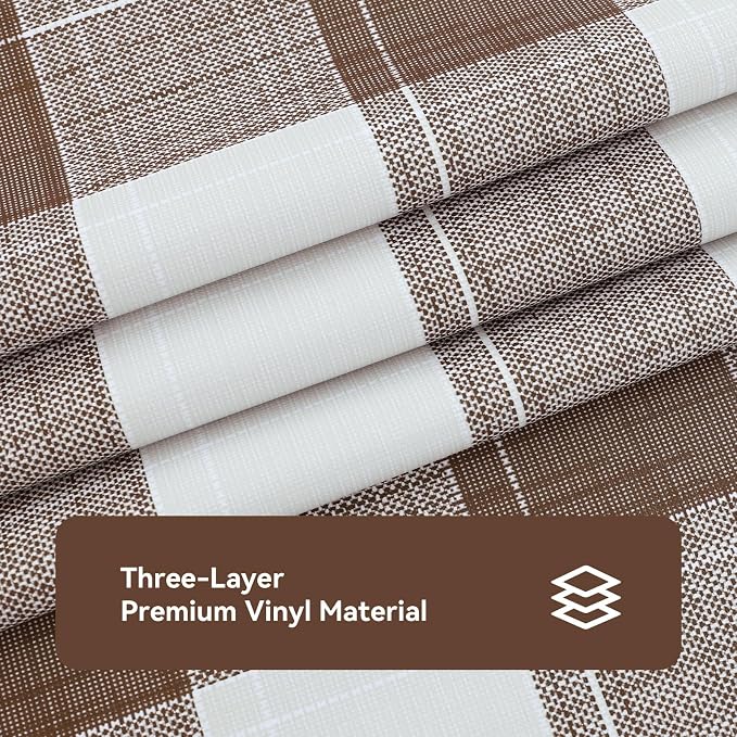 Romanstile Square Plastic Tablecloth, 100% Waterproof Oil-Proof Checkered PVC - Image 6