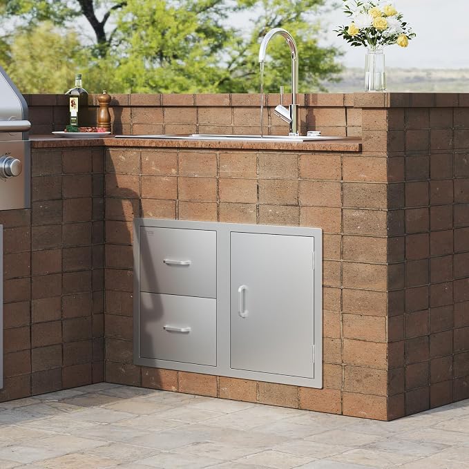 VEVOR Outdoor Kitchen Door Drawer Combo, 32.5" Wx21.7 Hx20.5 D, Access Door - Image 2