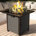 Propane Outdoor Fire Pit Table, Outdoor Gas FirePit W/Glass Wind Guard by Olimix