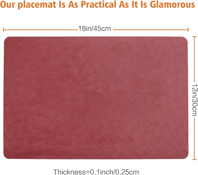 Vinyl Placemats Set of 6 Heat Resistant Easy Clean Non-Slip Place Mats - Image 6