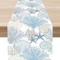 Nautical Table Runner, Summer Coastal Starfish Seashells Coral Tropical Ocean by Unknown